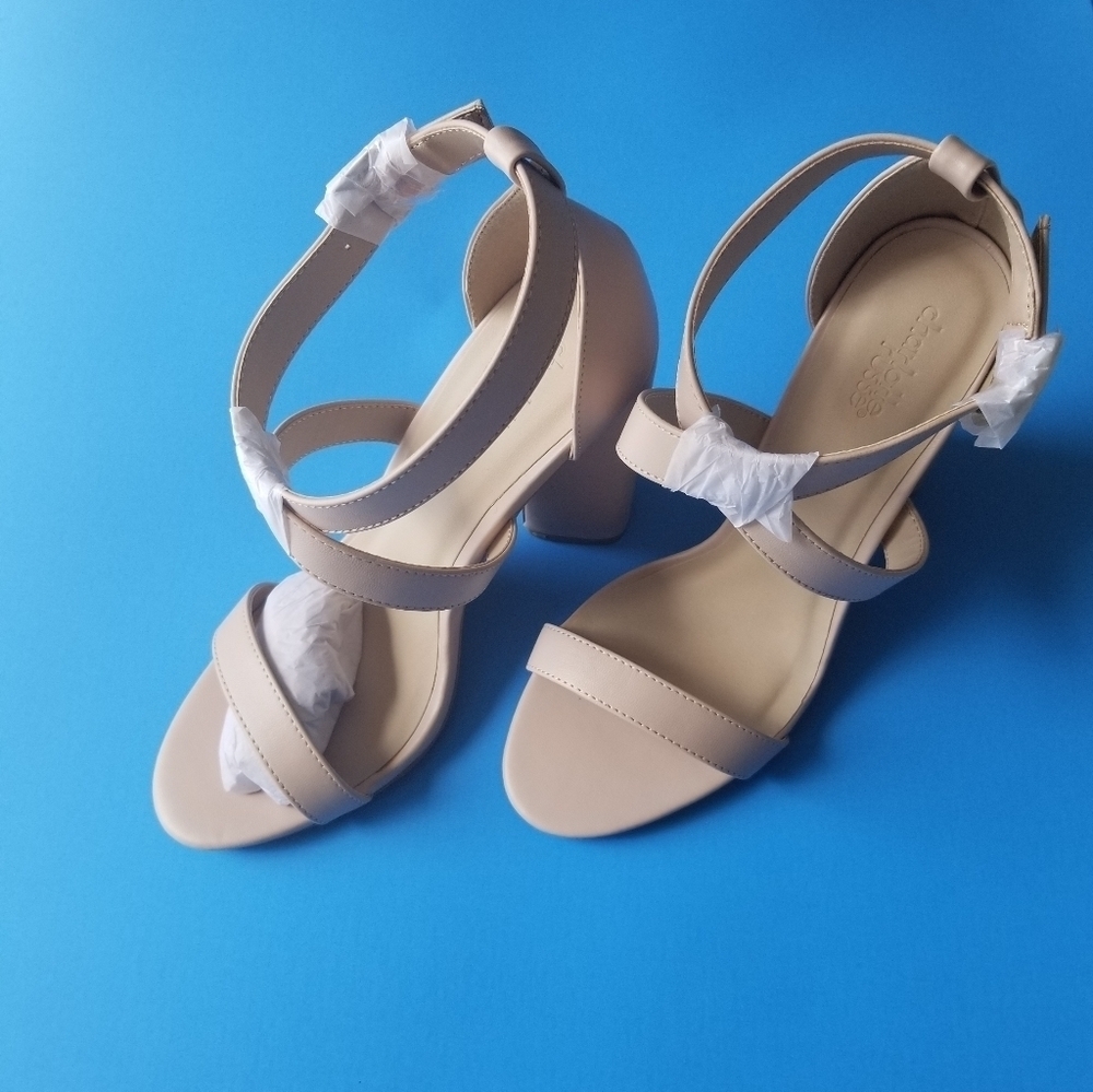 Charlotte Russe LYRA-84 Chunky High Heel Sandal Shoes. Strappy ~Open Toe ~Ankle